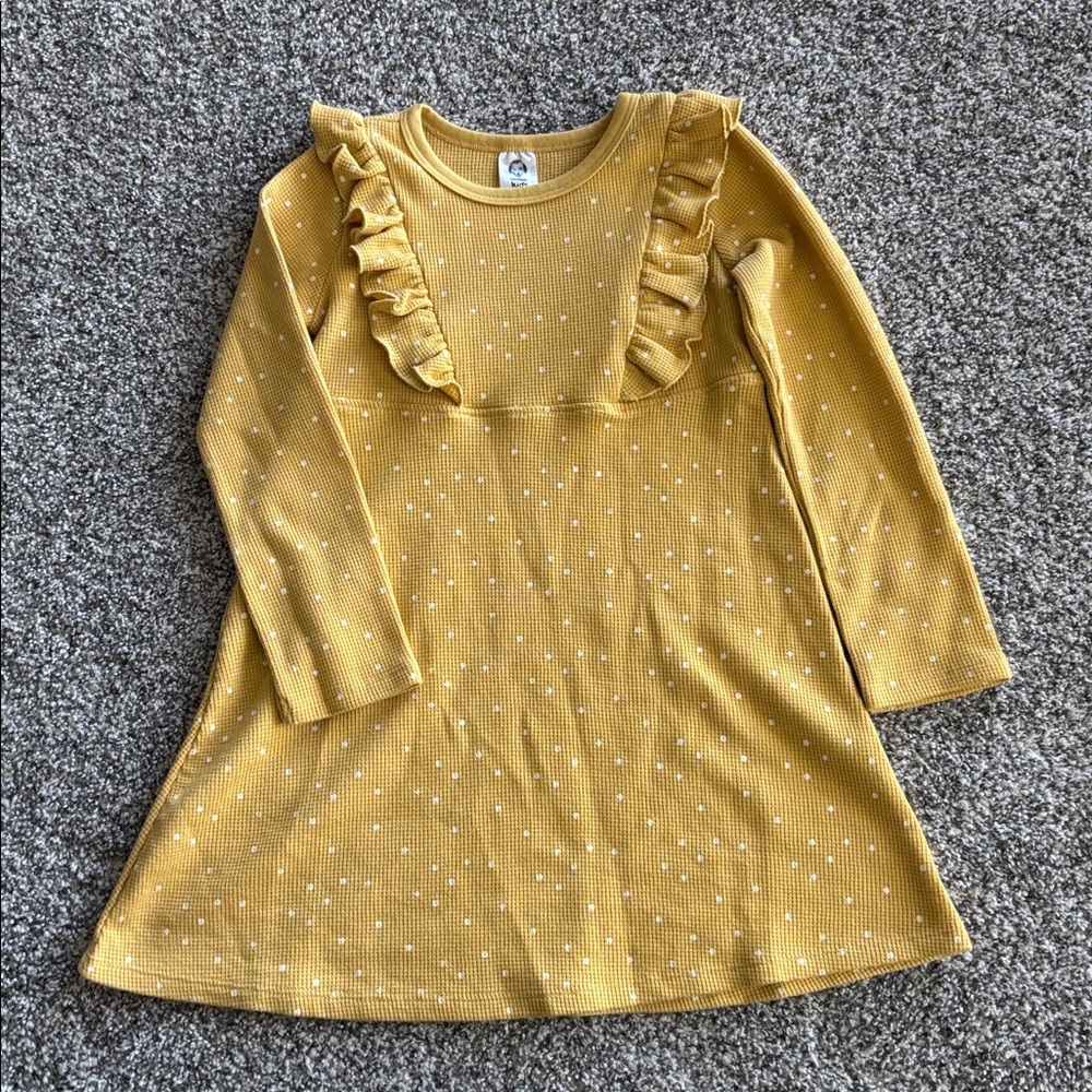 NWOT little girls golden yellow polka dot dress